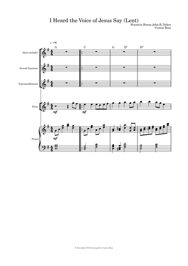 I Heard the Voice of Jesus Say (Lent) vocal trio, flute and piano (arr. Connie Boss)