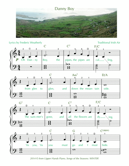 Danny Boy (Easy/Intermediate) (arr. Gaili Schoen for UpperHandsPiano.com)