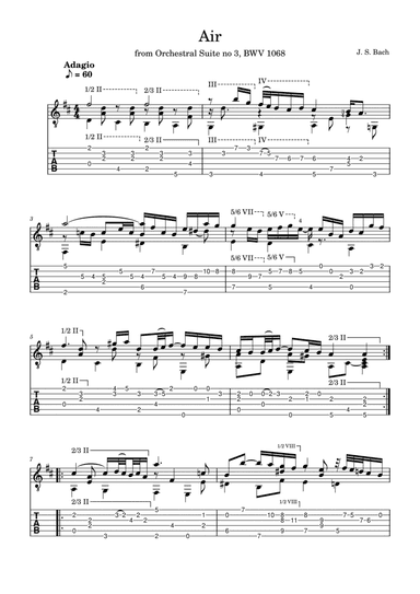 Air ("on the G-string") from Suite 3, BWV 1068, for solo Guitar (arr. Lyle Raymond)