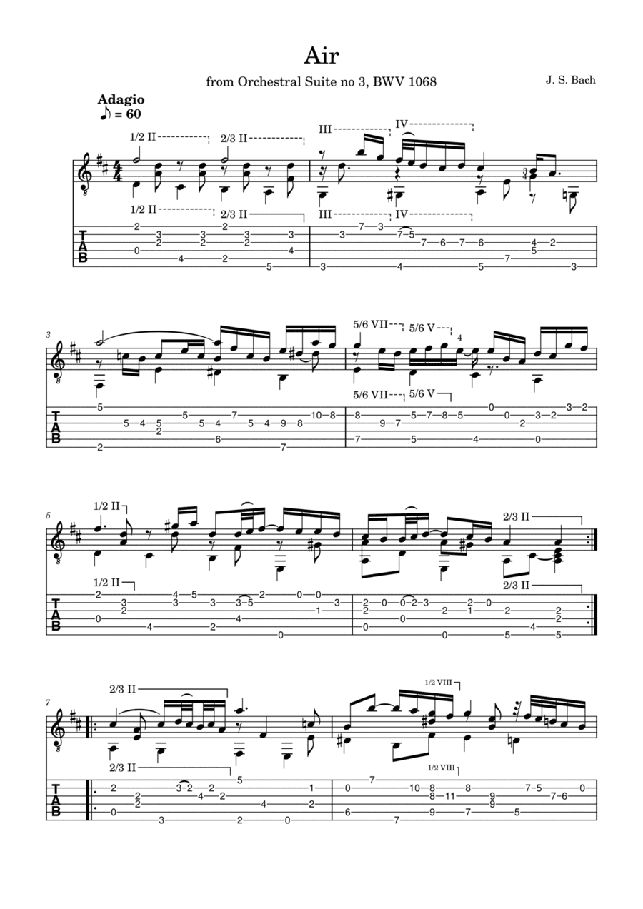 Air ("on the G-string") from Suite 3, BWV 1068, for solo Guitar (arr. Lyle Raymond)