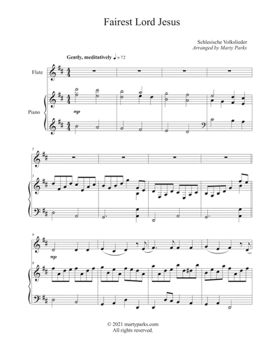 Fairest Lord Jesus (Flute-Piano) (arr. Marty Parks)