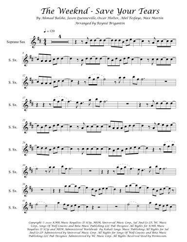 Save Your Tears (arr. Reyniê Brigantin)