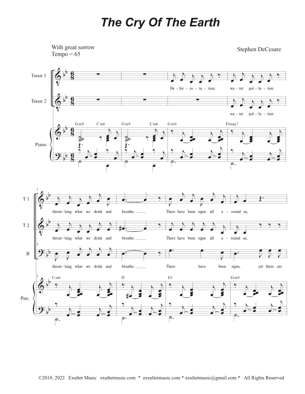 The Cry Of The Earth (Vocal Trio - (TTB)
