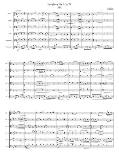 Brahms Symphony No. 2 op. 73 3rd movement arr. for string sextet (arr. Russ Bartoli)