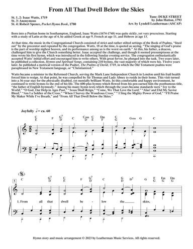 From All That Dwell Below the Skies (arr. Lyndell Leatherman)