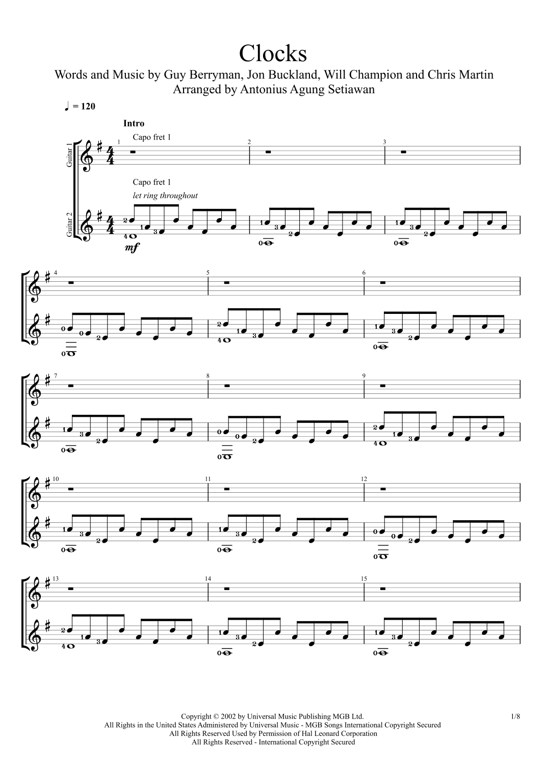 Clocks (arr. Antonius Agung Setiawan)