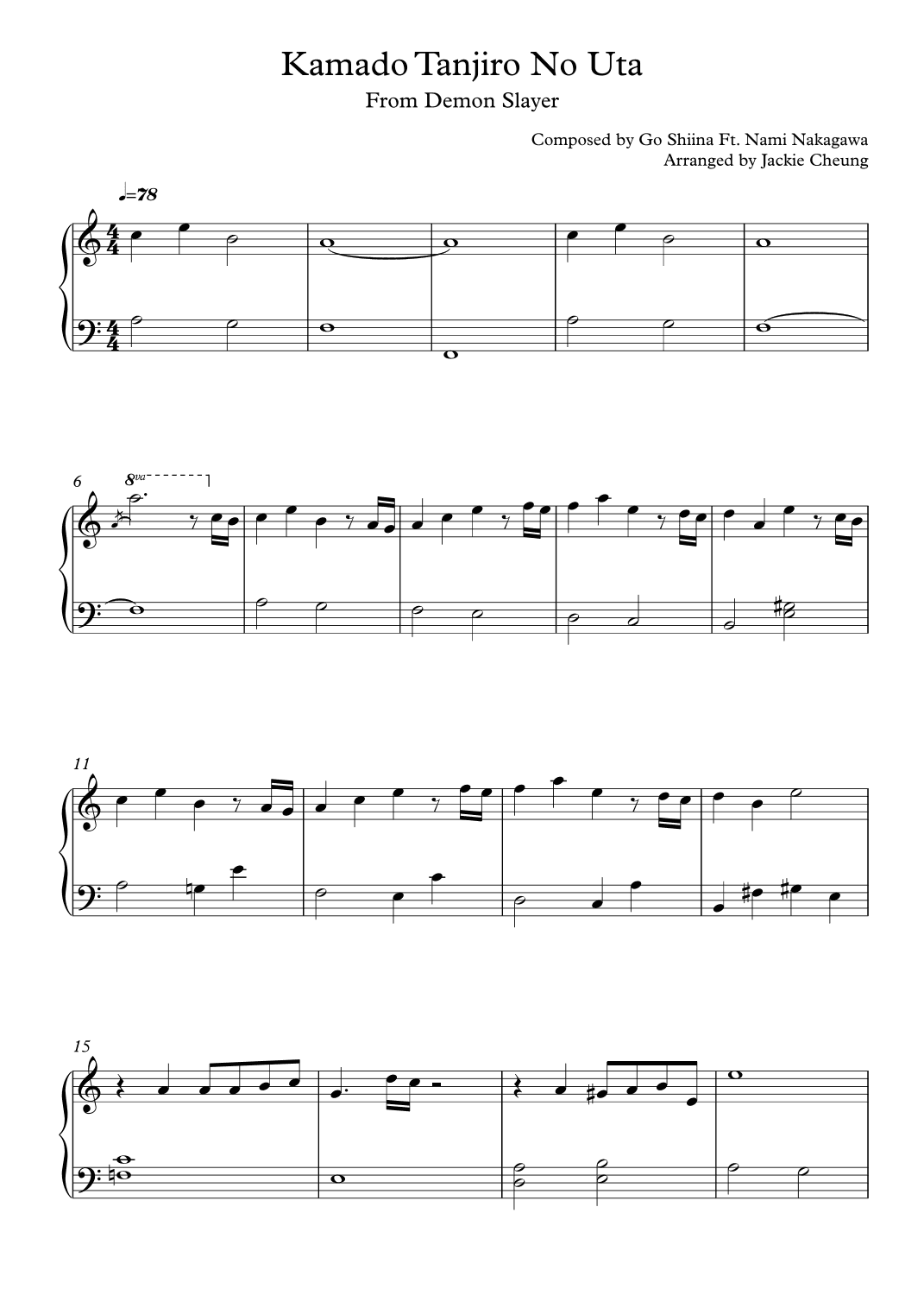 Kamado Tanjirouno Uta (arr. Jackie Cheung)
