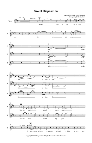 Sweet Disposition (arr. Becky Chalmers)