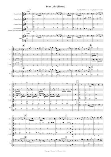Swan Lake Theme for Clarinet Quartet (arr. David Burndrett)