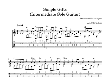 Simple Gifts (Intermediate Solo Guitar) (arr. Tyler Adams)