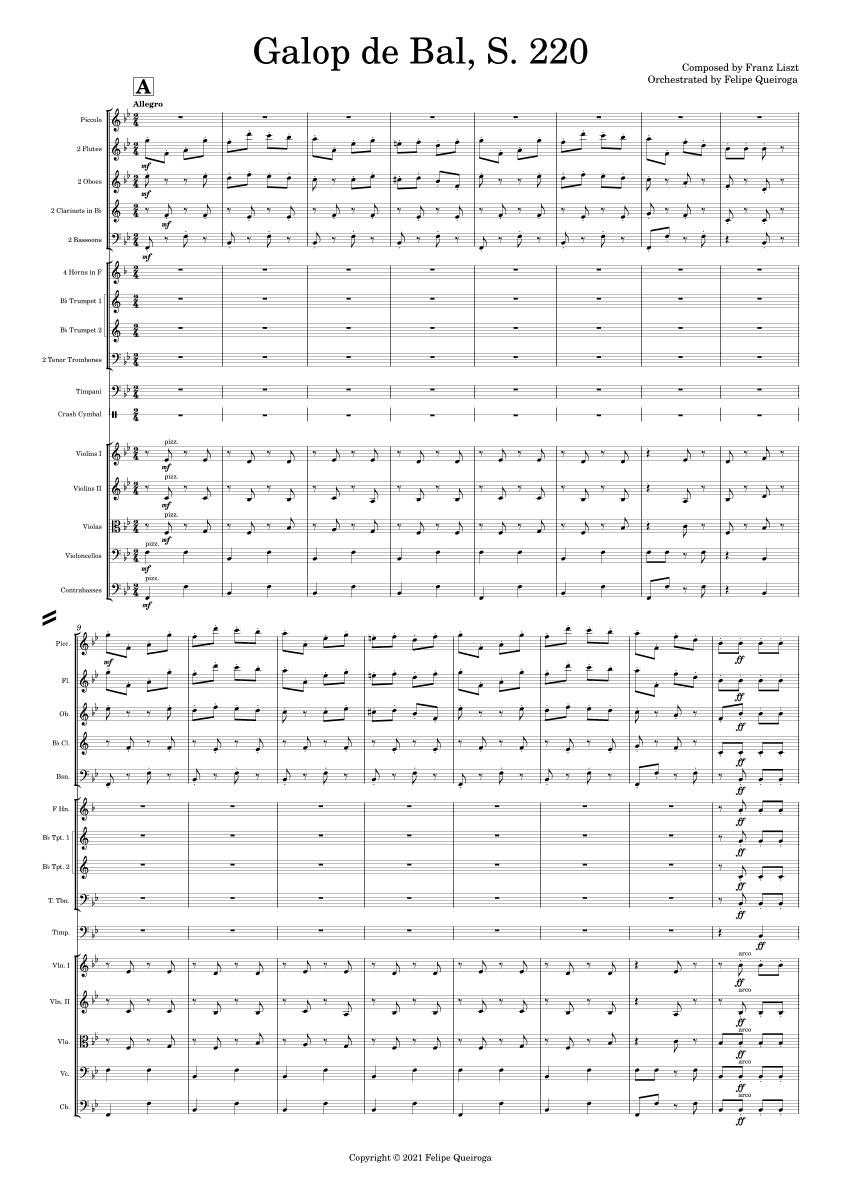 Galop de Bal, S. 220 - Score Only (arr. Felipe Queiroga)