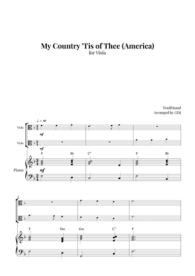 My Country 'Tis of Thee (America) (arr. GDJ)
