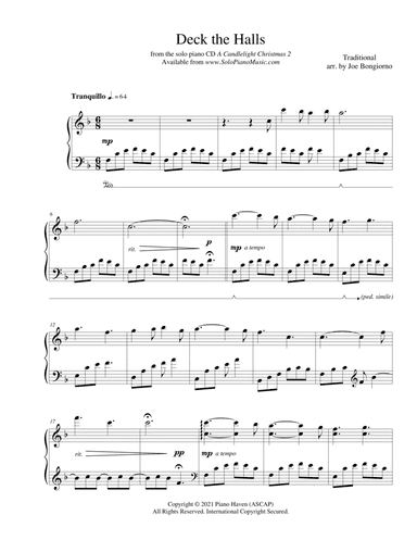 Deck the Halls - Traditional Christmas Piano - by Joe Bongiorno (arr. Joe Bongiorno)