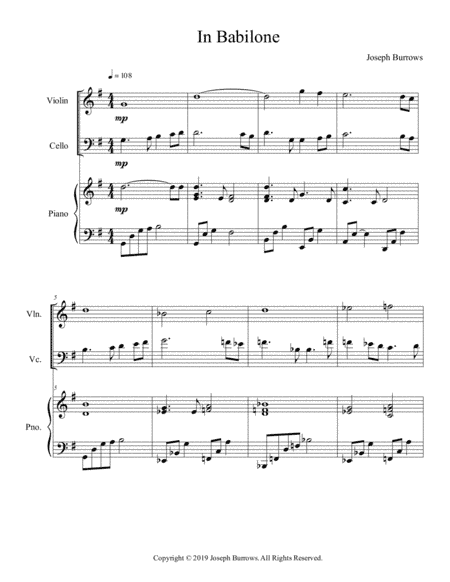 In Babilone for Violin, Cello, and Piano by Joseph Burrows (arr. Joseph Burrows)