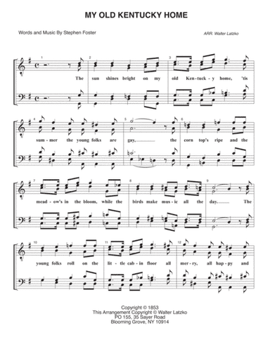 MY OLD KENTUCKY HOME (arr. Walter Latzko)