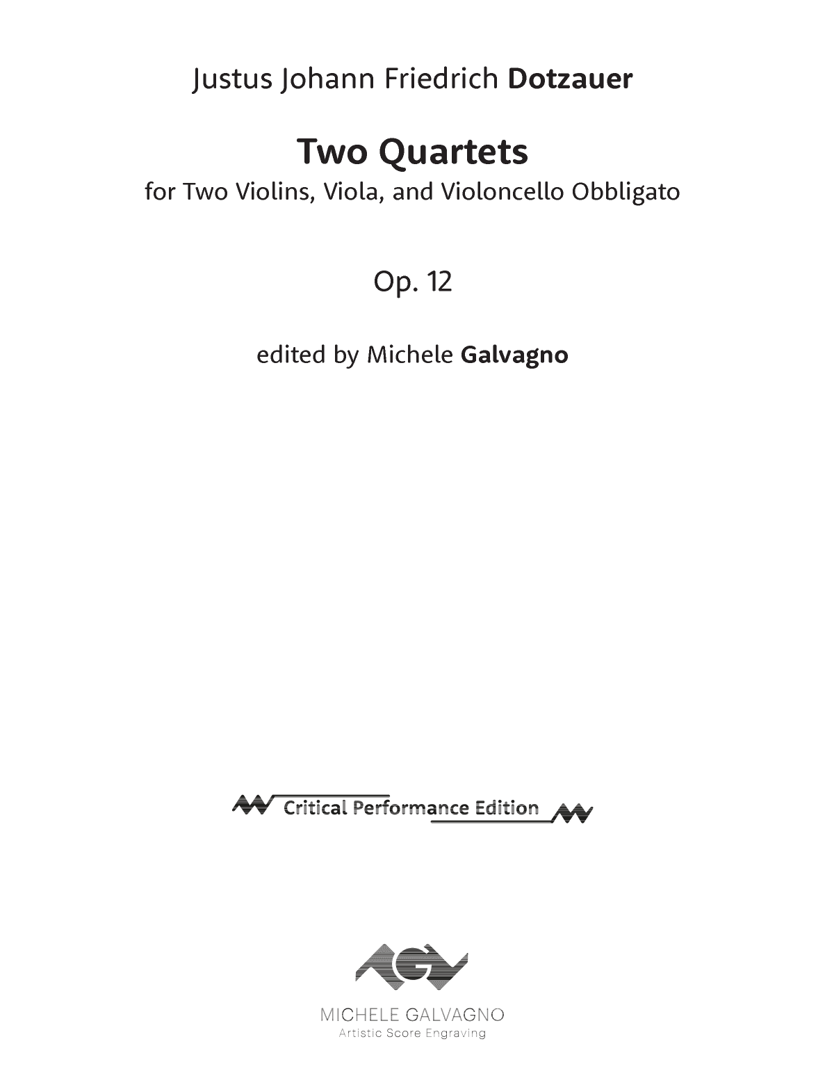Two Quartets for 2 violins, viola, and violoncello obbligato - Op. 12 (arr. Michele Galvagno)
