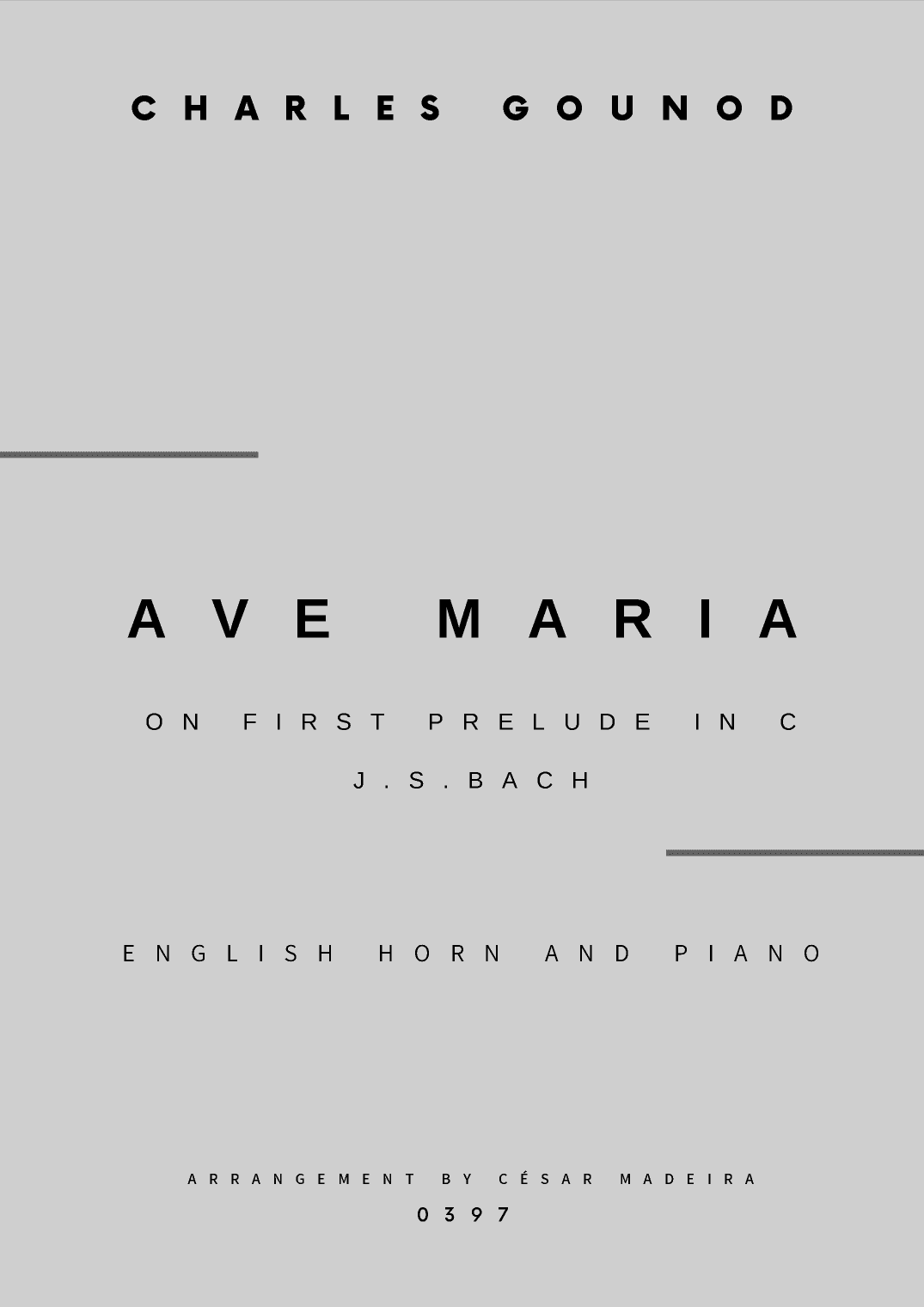 Ave Maria by Bach/Gounod - English Horn and Piano (Full Score and Parts) (arr. César Madeira)