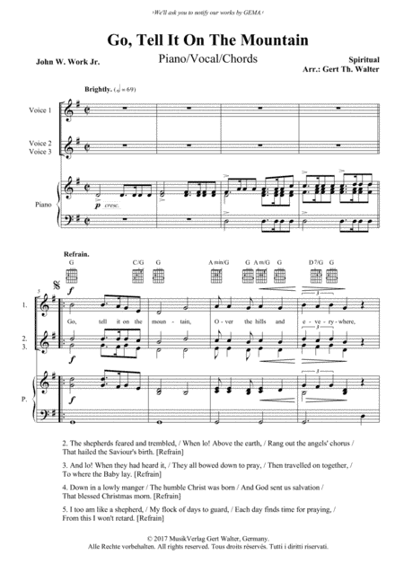 Go, Tell It On The Mountain (arr. Gert Th. Walter)