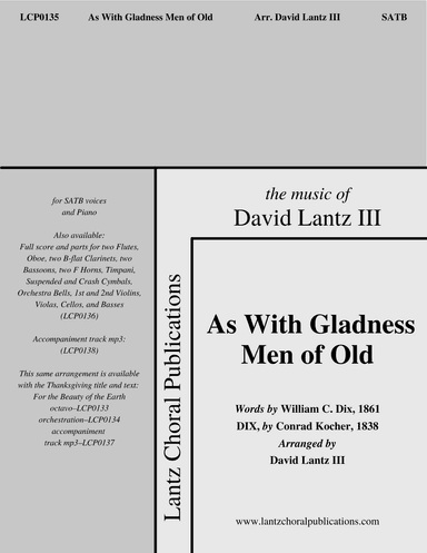 As With Gladness Men of Old (arr. David Lantz III)