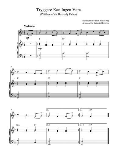 Tryggare Kan Ingen Vara (for oboe solo and piano accompaniment) (arr. Kaiserin Rebecca)