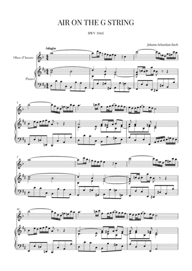 Bach: Air on the G String for Oboe d’amore and Piano (arr. Cadenza Editions)