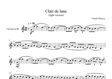Clair de lune - Claude Debussy (Clarinet) (arr. Digital Book Music)