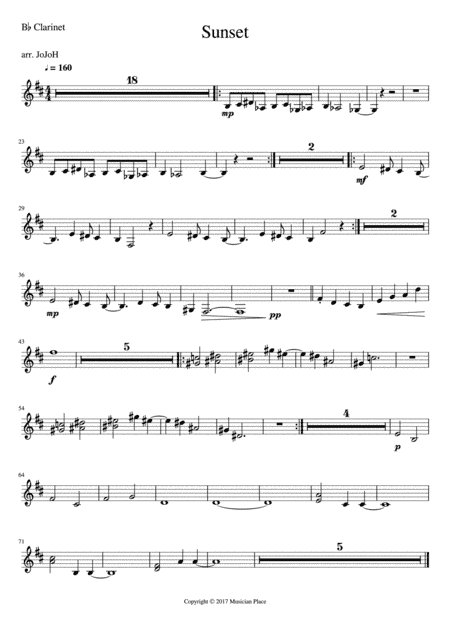 Sunset - Bb Clarinet
