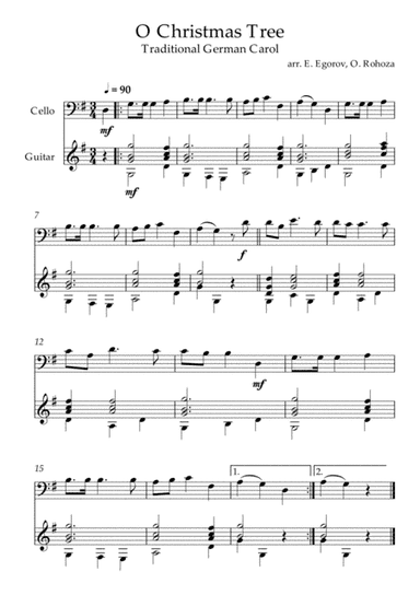 O Christmas Tree, Traditional German Carol, For ?ello & Guitar