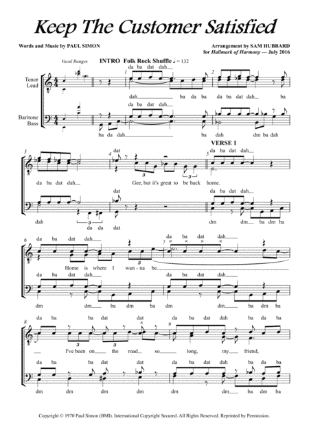 Keep The Customer Satisfied (arr. Sam Hubbard)