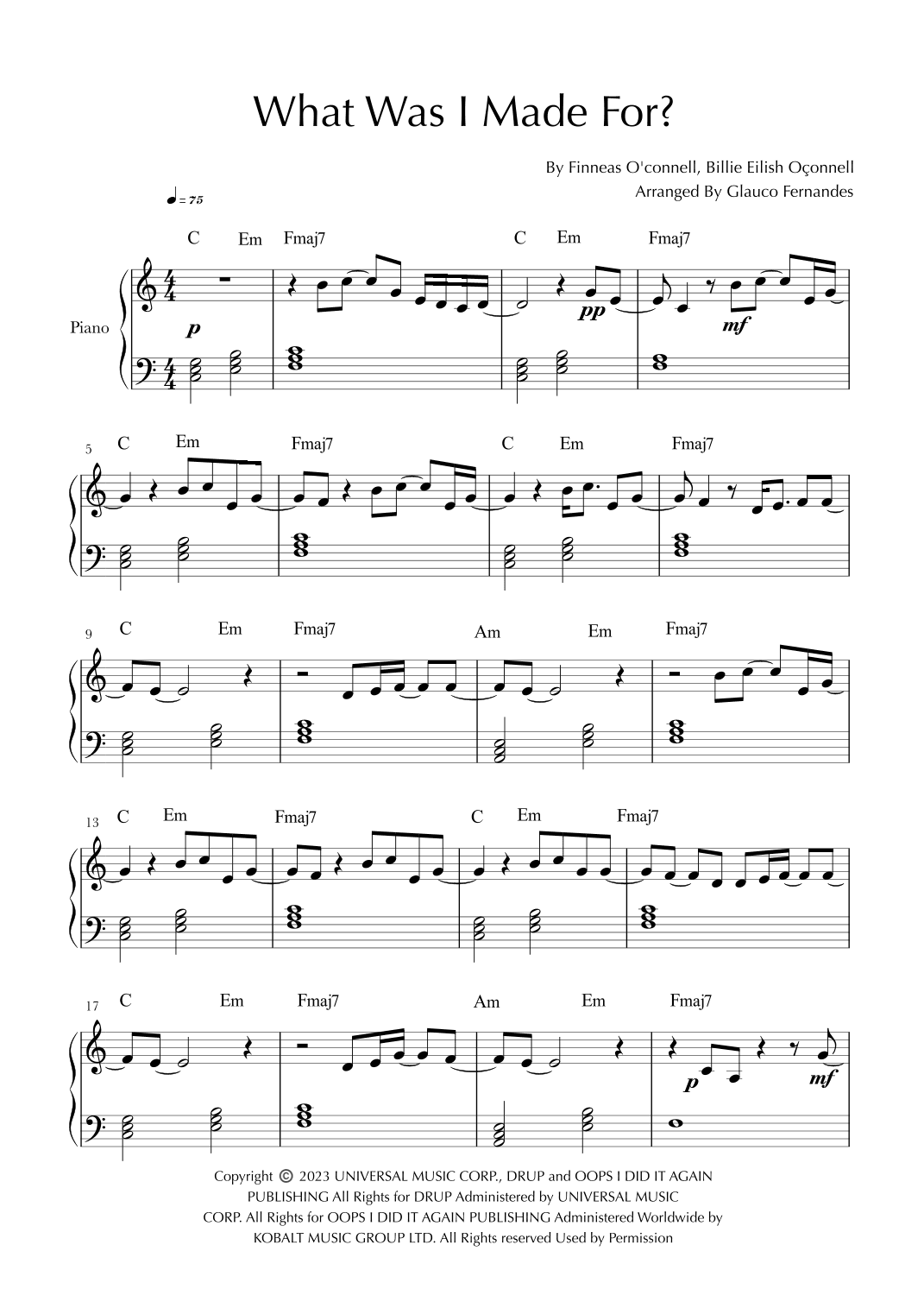 What Was I Made For? (arr. Glauco Fernandes)