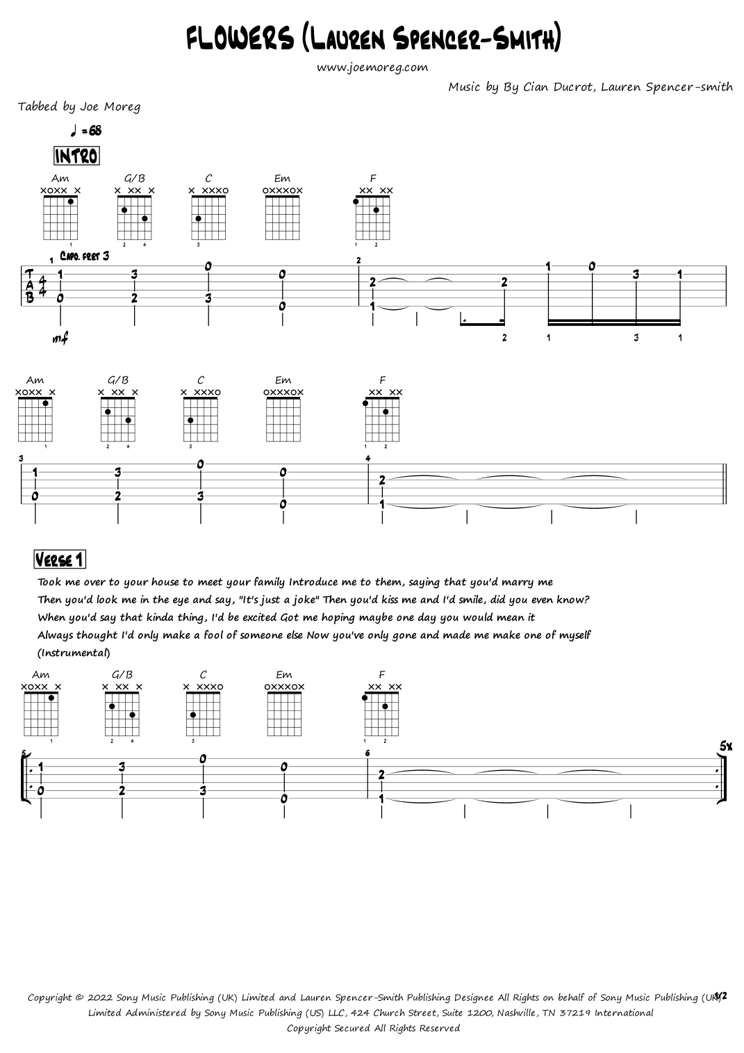 Flowers (arr. Joe Moreg)