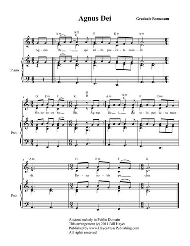 Agnus Dei (Lamb of God) - chant (arr. Bill Hayes)