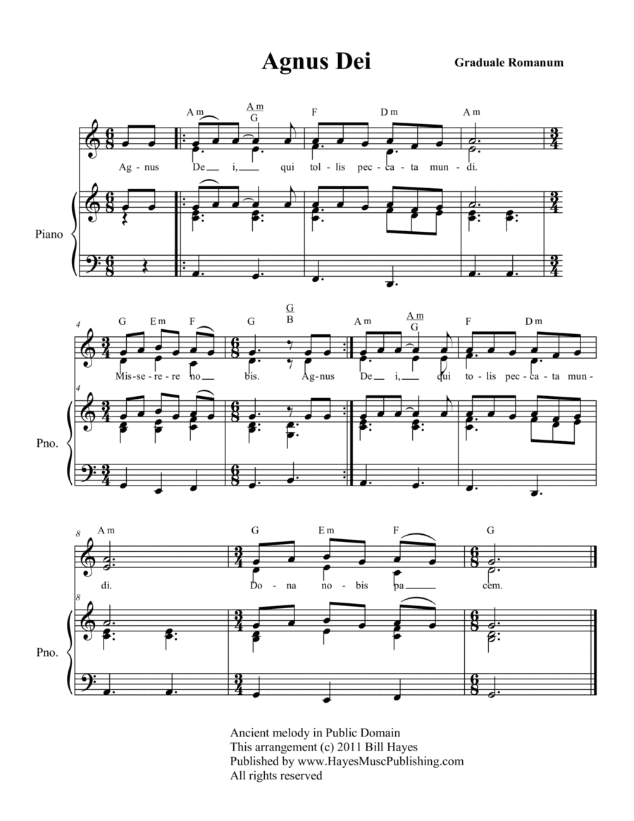 Agnus Dei (Lamb of God) - chant (arr. Bill Hayes)