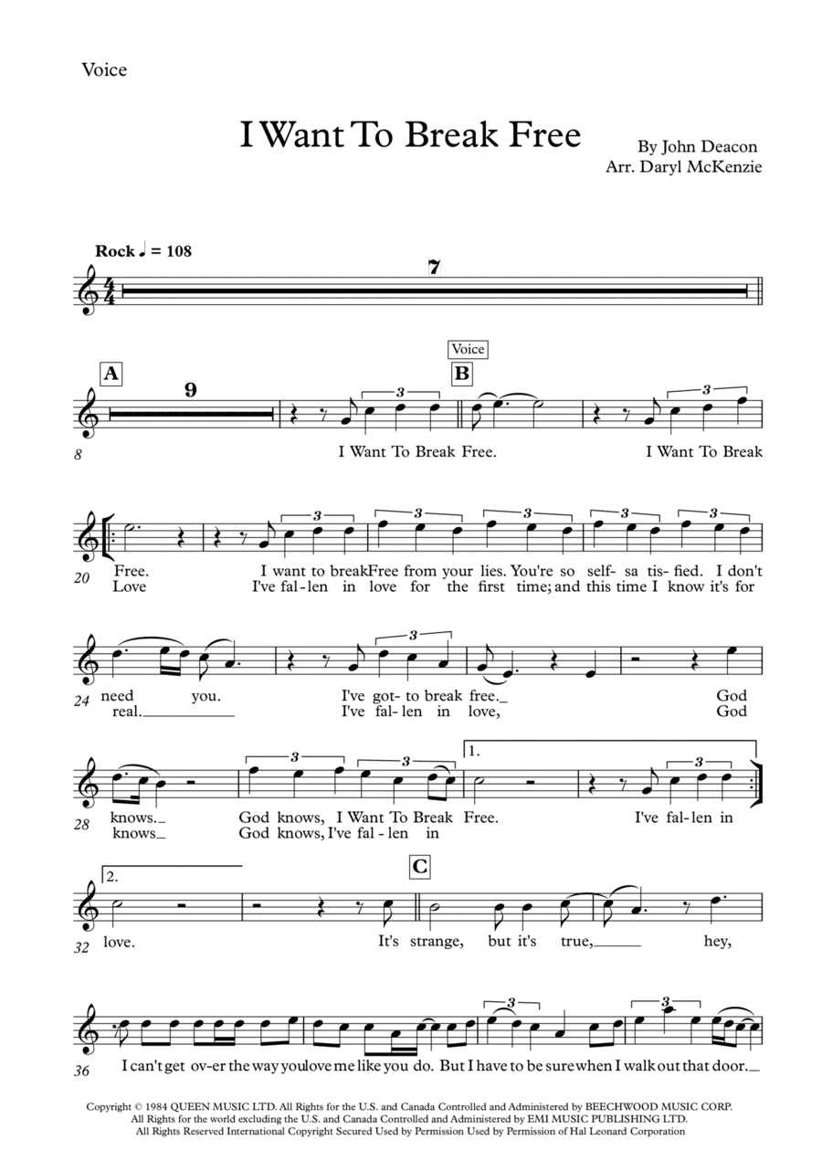 I Want To Break Free (arr. Daryl McKenzie)