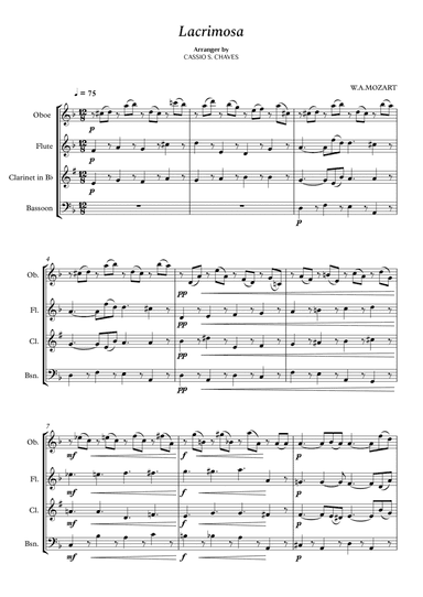 Mozart - Lacrimosa for Woodwind Quartet (arr. Cássio Silva Chaves)