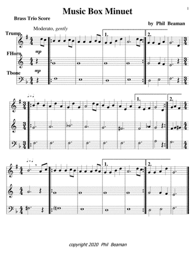 Music Box Minuet-Trumpet-French Horn-Trombone trio
