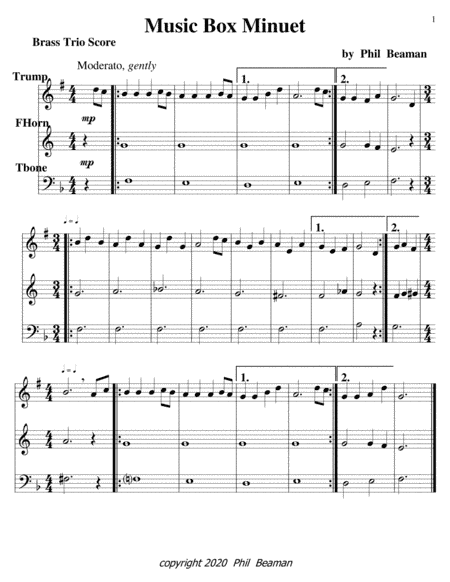 Music Box Minuet-Trumpet-French Horn-Trombone trio
