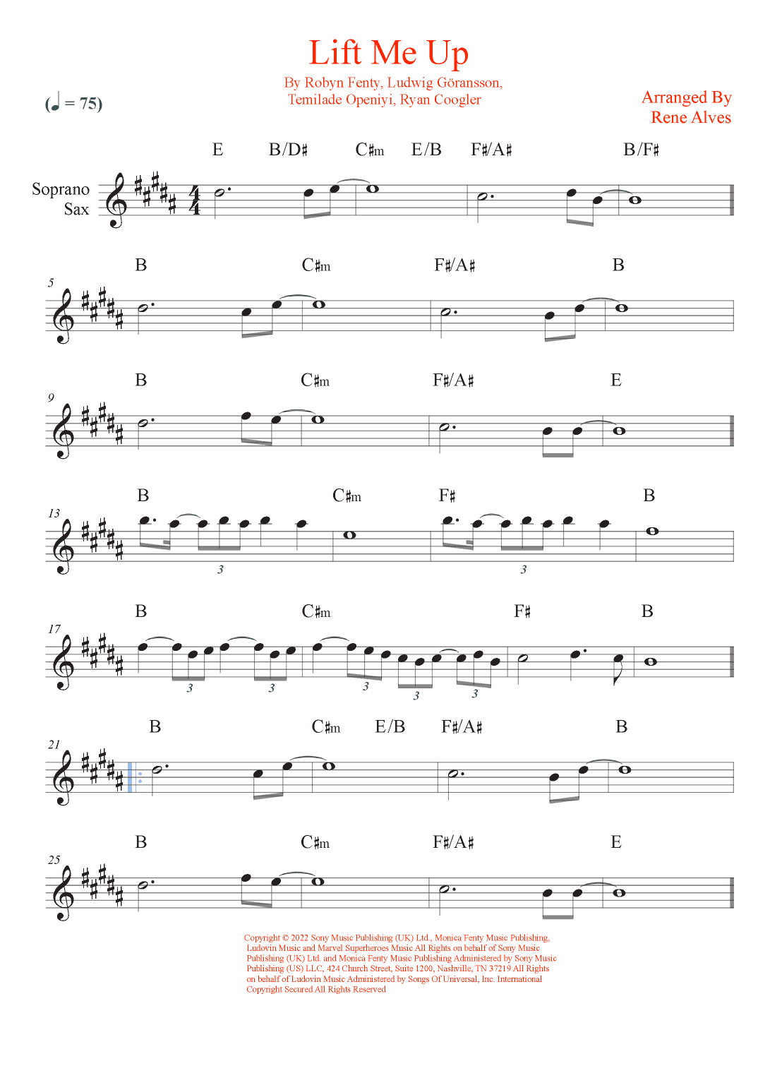 Lift Me Up (arr. Rene Alves)