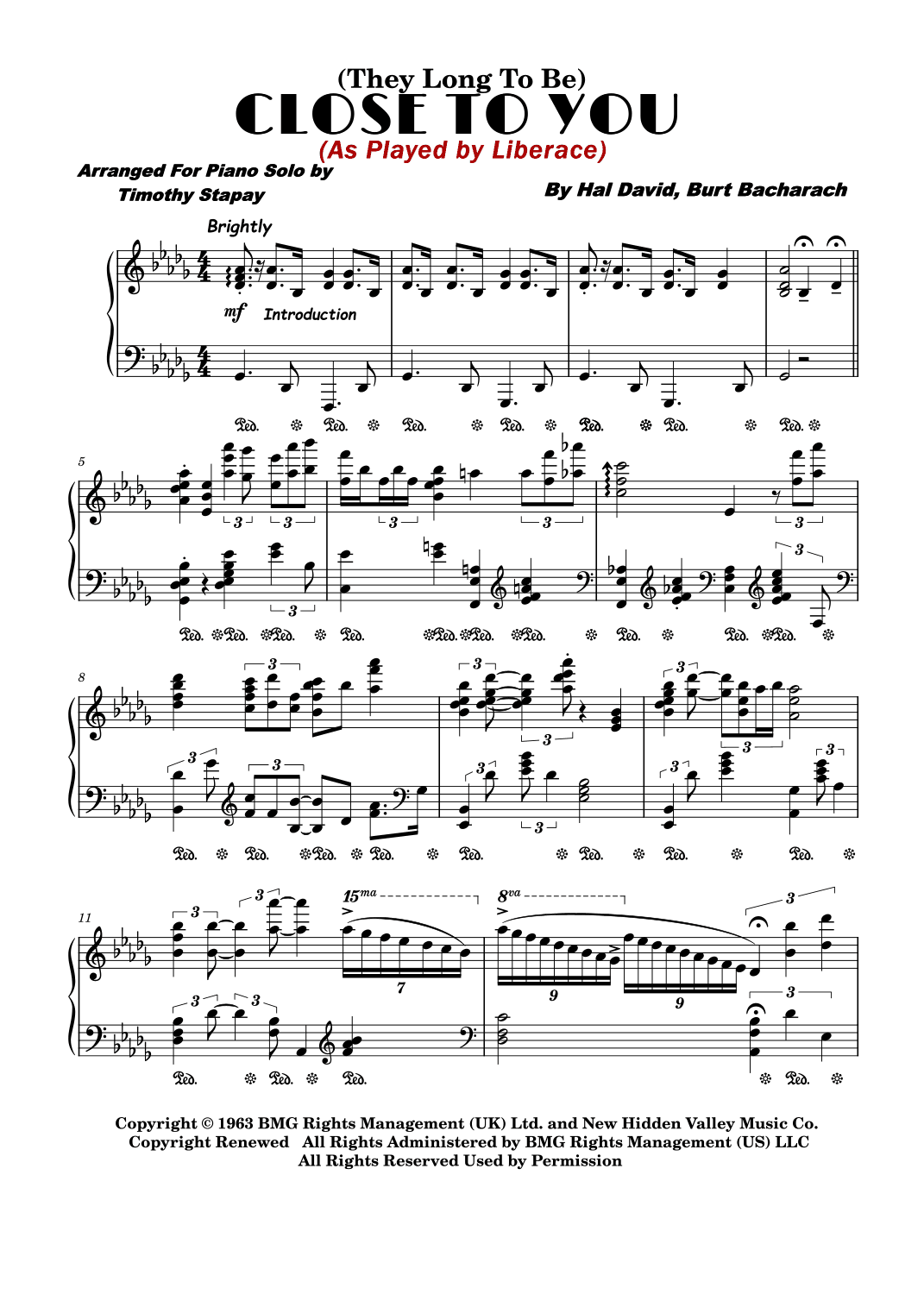 (they Long To Be) Close To You (arr. Timothy Stapay)