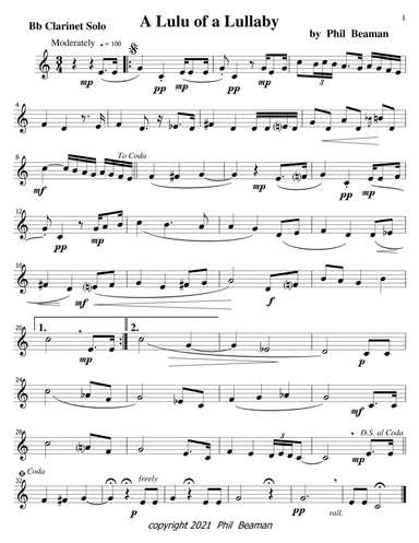 A Lulu of a Lullaby-clarinet solo