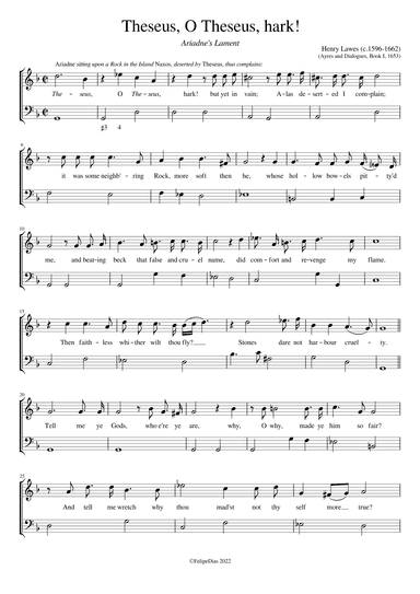 Ariadne's Lament: Theseus, O Theseus, hark! (arr. Early Music Scores)