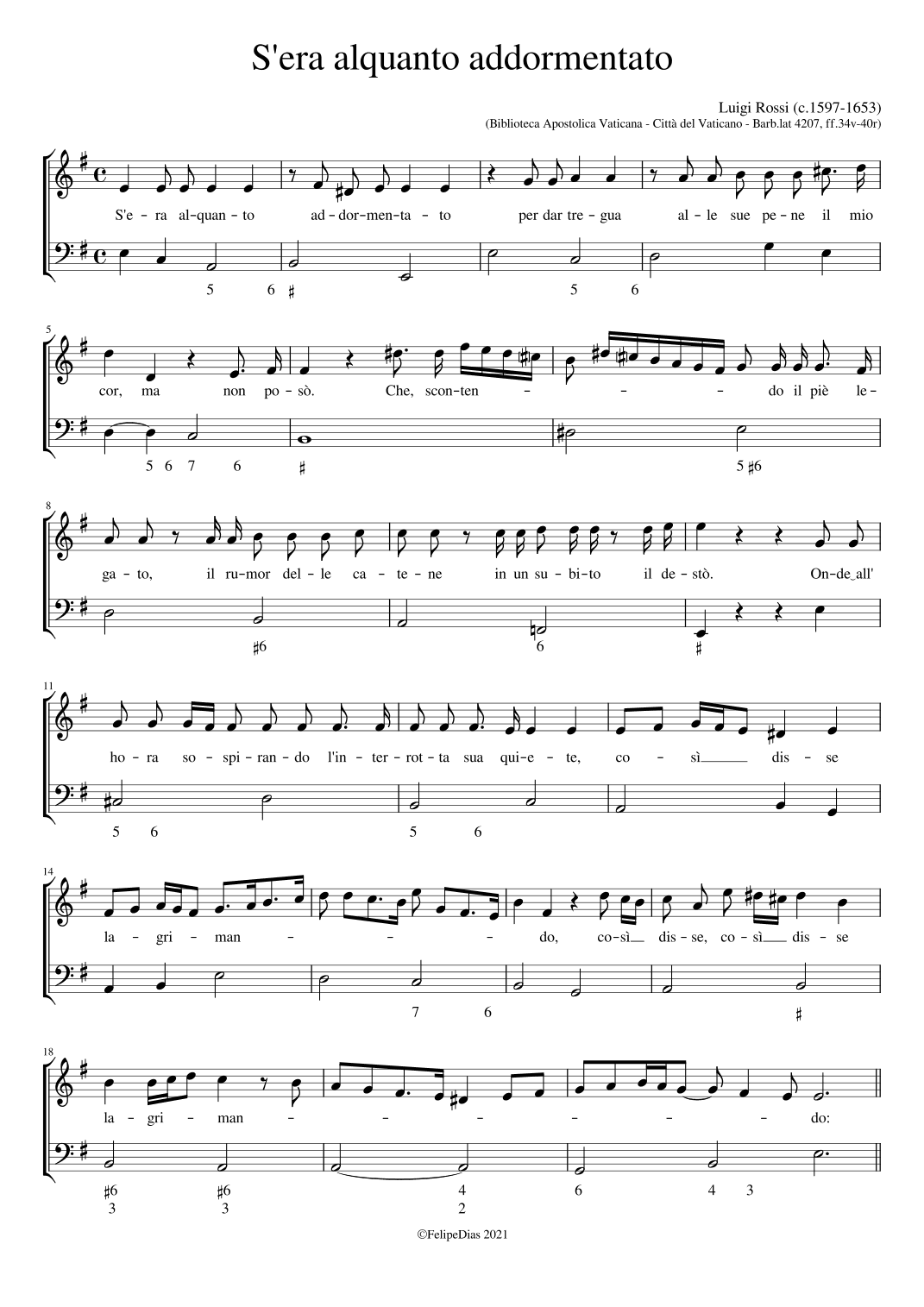 S'era alquanto addormentato (arr. Early Music Scores)