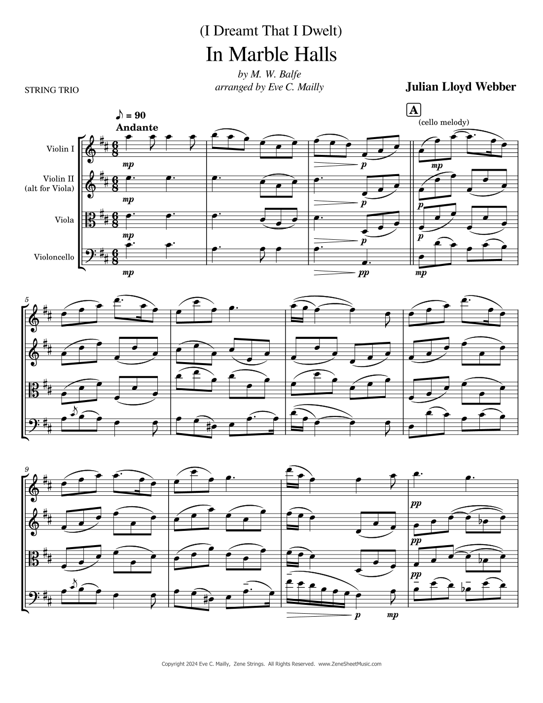 In Marble Halls - String Trio (arr. Eve C. Mailly - Zene Strings)