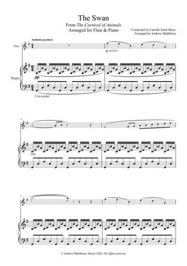 The Swan from The Carnival of Animals arranged for Flute and Piano (arr. Andrew Middleton)