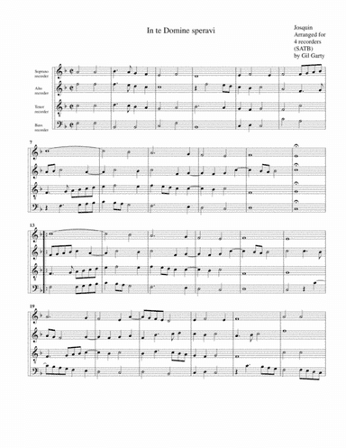 In te Domine speravi (arrangement for 4 recorders) (arr. Gil Garty)