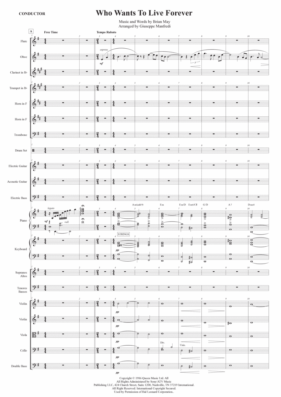 Who Wants To Live Forever (arr. Giuseppe Manfredi)