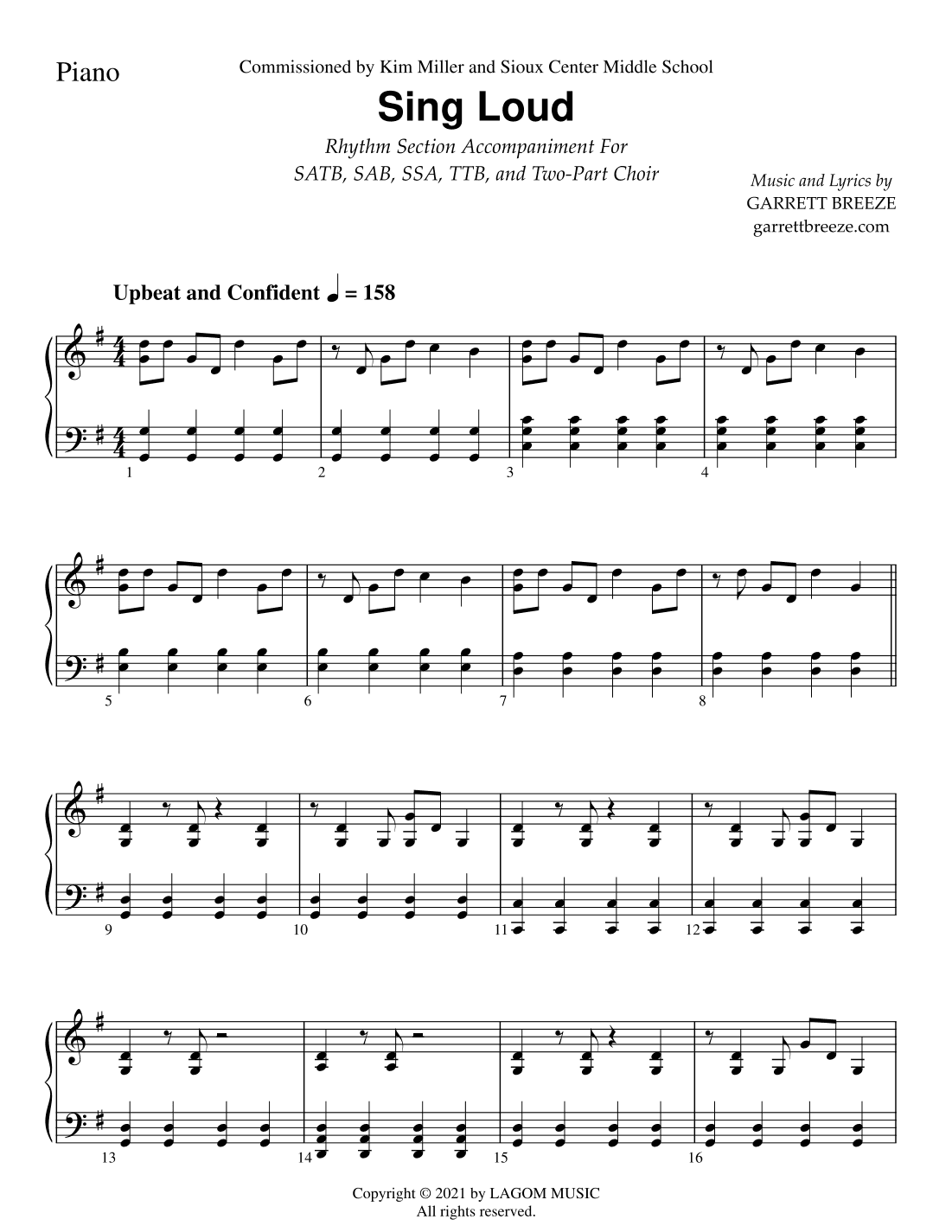 Sing Loud (Rhythm Section Accompaniment Parts)