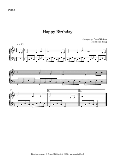 Happy Birthday to you PIANO (arr. Daniel H Rosa)