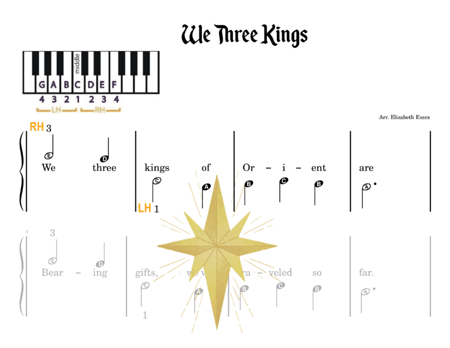 We Three Kings - Pre-staff Alpha Notation (arr. Elizabeth Essex)