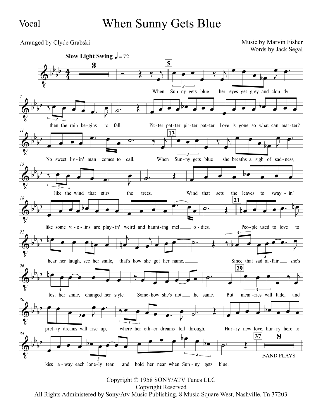 When Sunny Gets Blue (arr. Clyde Grabski)